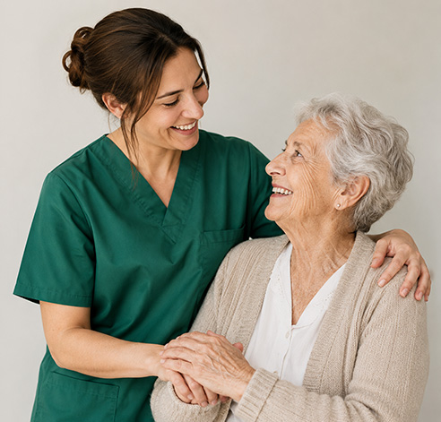 mujer mayor y profesional sanitario