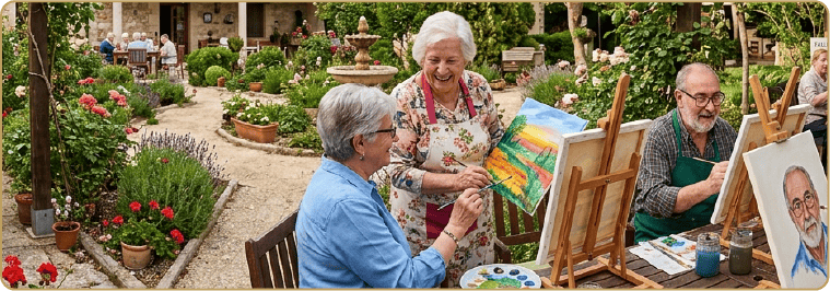 personas mayores pintando